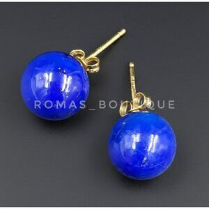 14K gold Lapis stone post back earrings